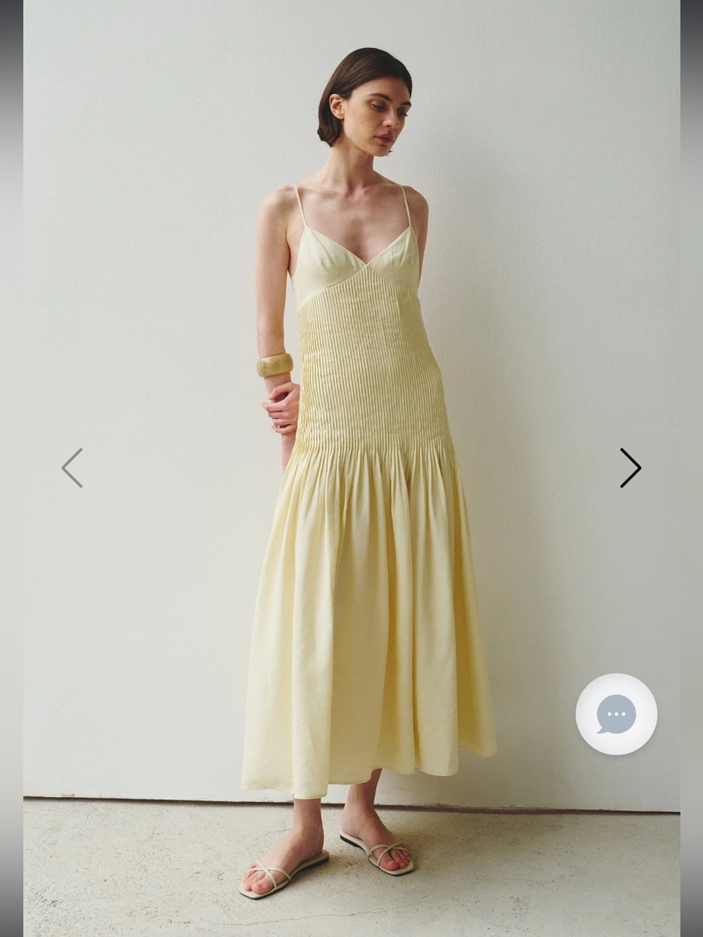 sophie rue fleursonne butter yellow pintucked midi dress size small